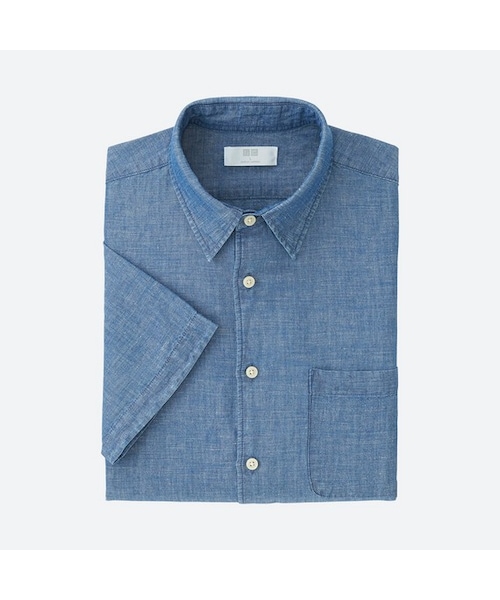 UNIQLO（ユニクロ）の「リネンコットンシャツ（半袖）（シャツ/ブラウス・メンズ・WHITE 00/BEIGE 31/BLUE 65/OLIVE 57/BLUE 63/NAVY 69・XL/S/XXL/M/4XL/3XL/L/XS）」の4枚目の写真