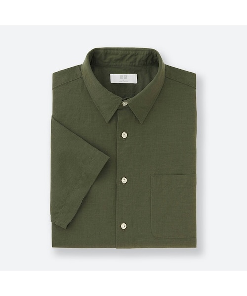 UNIQLO（ユニクロ）の「リネンコットンシャツ（半袖）（シャツ/ブラウス・メンズ・WHITE 00/BEIGE 31/BLUE 65/OLIVE 57/BLUE 63/NAVY 69・XL/S/XXL/M/4XL/3XL/L/XS）」の3枚目の写真