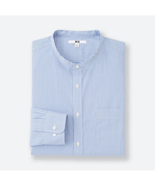 UNIQLO（ユニクロ）の「エクストラファインブロードスタンドカラーシャツ（ピンストライプ・長袖）（シャツ/ブラウス・メンズ・NAVY 69/BLUE 63・M/XXL/XL/S/3XL/L/4XL/XS）」の2枚目の写真