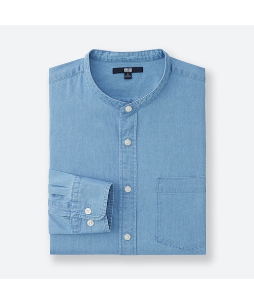 UNIQLO（ユニクロ）の「デニムスタンドカラーシャツ（長袖）（シャツ/ブラウス・メンズ・BLUE 68/BLUE 63・3XL/S/4XL/XXL）」の2枚目の写真