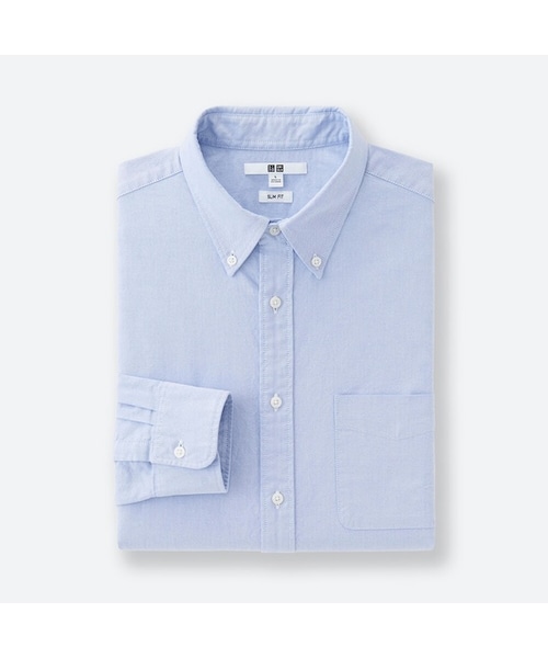 UNIQLO（ユニクロ）の「オックスフォードスリムフィットシャツ（ボタンダウン・長袖）（シャツ/ブラウス・メンズ・OFF WHITE 01/BLUE 68/BLUE 63/GRAY 06・XS/M/4XL/XXL/L/3XL/XL/S）」の4枚目の写真