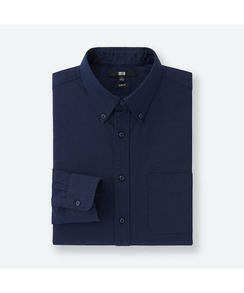 UNIQLO（ユニクロ）の「オックスフォードスリムフィットシャツ（ボタンダウン・長袖）（シャツ/ブラウス・メンズ・OFF WHITE 01/BLUE 68/BLUE 63/GRAY 06・XS/M/4XL/XXL/L/3XL/XL/S）」の3枚目の写真