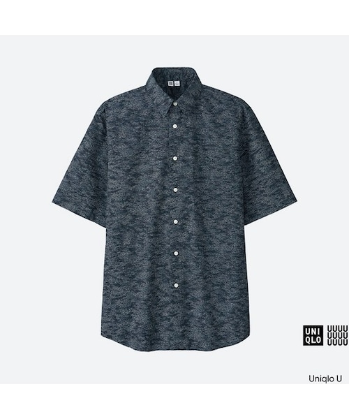 UNIQLO（ユニクロ）の「ブロードプリントシャツ（半袖）（シャツ/ブラウス・メンズ・OFF WHITE 01/BLACK 09・M/S/L/XXL/XL）」の2枚目の写真