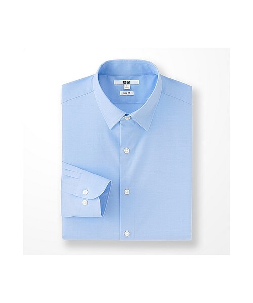 UNIQLO（ユニクロ）の「ファインクロスストレッチスリムフィットブロードシャツ（ポケットなし・長袖）＋EC（シャツ/ブラウス・メンズ・BLACK 09/LIGHT BLUE 60/LIGHT GRAY 02/WHITE 00/NAVY 69・XL/L/S/3XL/M/XXL/XS/4XL）」の4枚目の写真