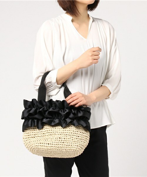 INTERPLANET(インタープラネット)の「RAFFLE カゴバッグ(かごバッグ・レディース・グレー/ベージュ/ネイビー・フリー)」の9枚目の写真