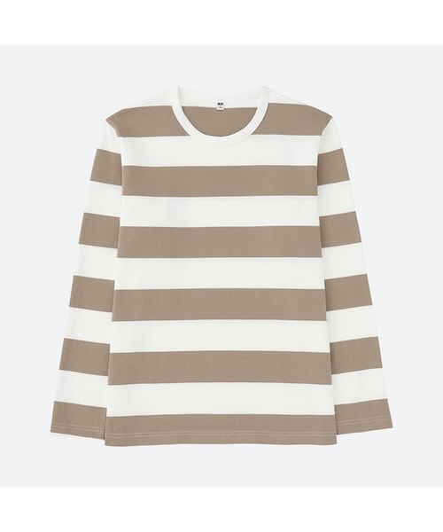 UNIQLO（ユニクロ）の「ウォッシュボーダーT（長袖）（Tシャツ/カットソー・メンズ・GRAY 03/BLUE 68/BEIGE 32・L/XS/M/XL/S/4XL/XXL/3XL）」の2枚目の写真