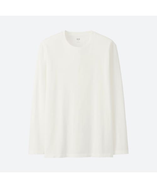 UNIQLO（ユニクロ）の「スーピマコットンクルーネックT（長袖）＋E（Tシャツ/カットソー・メンズ・BEIGE 31/NAVY 69/BLACK 09/GREEN 53/BLUE 63/DARK GRAY 08/GRAY 04/WHITE 00・M/4XL/XXL/S/L/XL/3XL/XS）」の2枚目の写真
