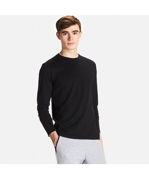 UNIQLO（ユニクロ）の「スーピマコットンクルーネックT（長袖）＋E（Tシャツ/カットソー・メンズ・BEIGE 31/NAVY 69/BLACK 09/GREEN 53/BLUE 63/DARK GRAY 08/GRAY 04/WHITE 00・M/4XL/XXL/S/L/XL/3XL/XS）」の3枚目の写真