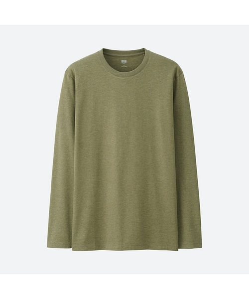 UNIQLO（ユニクロ）の「スーピマコットンクルーネックT（長袖）＋E（Tシャツ/カットソー・メンズ・BEIGE 31/NAVY 69/BLACK 09/GREEN 53/BLUE 63/DARK GRAY 08/GRAY 04/WHITE 00・M/4XL/XXL/S/L/XL/3XL/XS）」の6枚目の写真