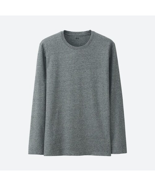 UNIQLO（ユニクロ）の「スーピマコットンクルーネックT（長袖）＋E（Tシャツ/カットソー・メンズ・BEIGE 31/NAVY 69/BLACK 09/GREEN 53/BLUE 63/DARK GRAY 08/GRAY 04/WHITE 00・M/4XL/XXL/S/L/XL/3XL/XS）」の4枚目の写真