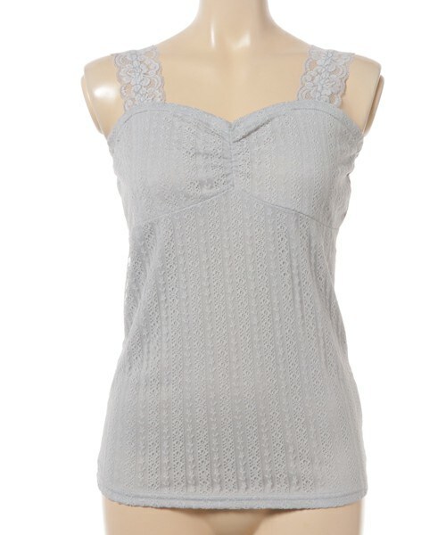 archives（アルシーヴ）の「レースベアキャミ（キャミソール・レディース・オフホワイト/ブラック/シルバーグレー・MEDIUM）」の3枚目の写真