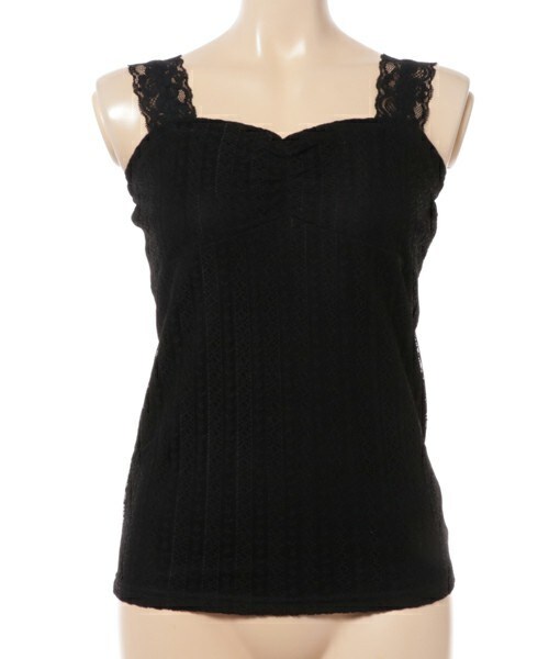 archives（アルシーヴ）の「レースベアキャミ（キャミソール・レディース・オフホワイト/ブラック/シルバーグレー・MEDIUM）」の2枚目の写真