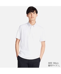 UNIQLO | ドライコンフォートシャツカラーポロシャツ（布帛襟・半袖）(ポロシャツ)