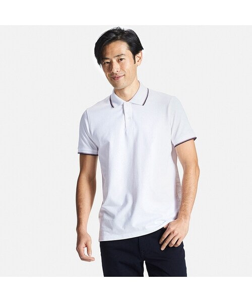UNIQLO（ユニクロ）の「ドライカノコデザインポロシャツ（半袖）＋EC（ポロシャツ・メンズ・GRAY 03/WHITE 00/OFF WHITE 01/BLACK 09/NAVY 69・XL/S/M/XS/L/4XL/3XL/XXL）」の2枚目の写真