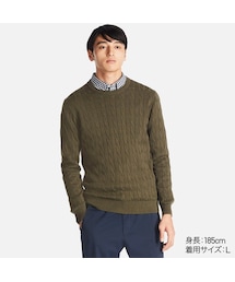 UNIQLO | コットンカシミヤケーブルクルーネックセーター（長袖）(ニット/セーター)