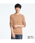 UNIQLO | コットンカシミヤケーブルクルーネックセーター（長袖）(針織衫)