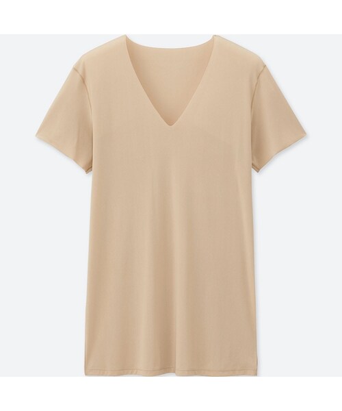 UNIQLO（ユニクロ）の「エアリズムシームレスVネックT（半袖）（その他アンダーウェア/インナー・メンズ・WHITE 00/LIGHT GRAY 02/BLACK 09/BEIGE 32・XS/S/M/L/XL/XXL/3XL/4XL）」の4枚目の写真
