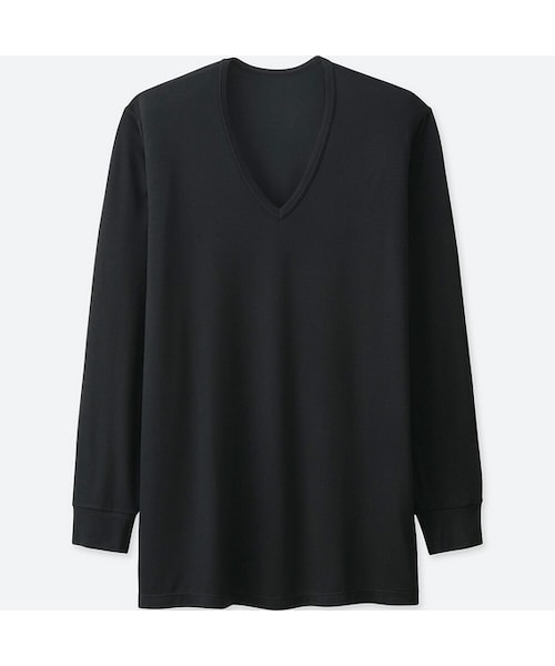 UNIQLO（ユニクロ）の「ヒートテックVネックT（9分袖）（その他アンダーウェア/インナー・メンズ・BLACK 09/DARK GRAY 08/WHITE 00/BEIGE 31/NAVY 69・S/M/L/XL）」の3枚目の写真