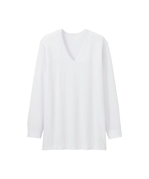 UNIQLO（ユニクロ）の「ヒートテックVネックT（9分袖）（その他アンダーウェア/インナー・メンズ・BLACK 09/DARK GRAY 08/WHITE 00/BEIGE 31/NAVY 69・S/M/L/XL）」の2枚目の写真