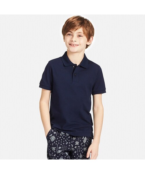 UNIQLO（ユニクロ）の「BOYS ドライカノコポロシャツ（半袖）＋（ポロシャツ・キッズ・RED 16/NAVY 69/GRAY 03/WHITE 00・100/130/110/120/160/140/150）」の4枚目の写真