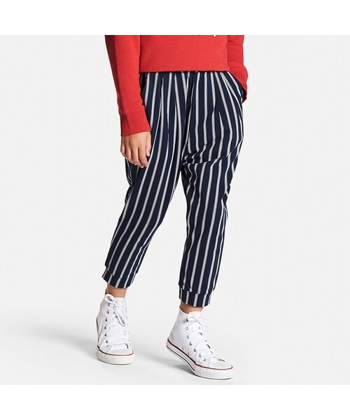UNIQLO（ユニクロ）の「GIRLS カットソージョガーストライプアンクルパンツ（その他パンツ・キッズ・OFF WHITE 01/NAVY 69/GRAY 03・S/XL/L/XS/M）」の3枚目の写真