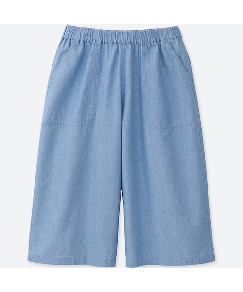 UNIQLO（ユニクロ）の「GIRLS シャンブレーイージーガウチョパンツ（その他パンツ・キッズ・BLUE 65/BLUE 63・XL/S/L/M/XS）」の2枚目の写真