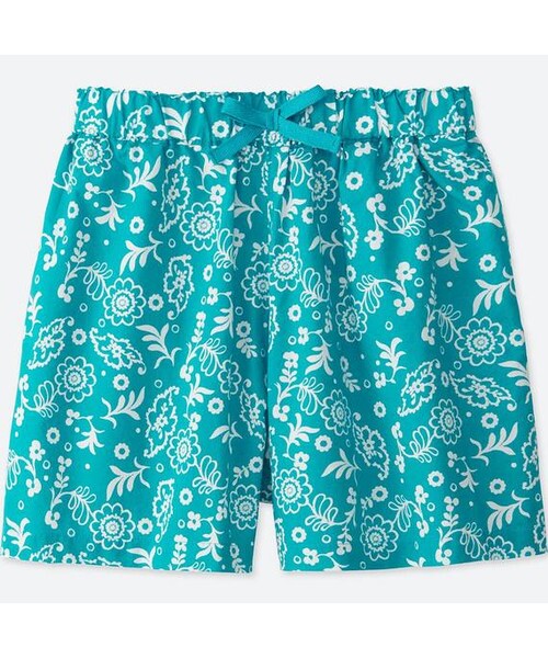 UNIQLO（ユニクロ）の「GIRLS イージーフレアショートパンツ（フラワー）（その他パンツ・キッズ・NAVY 69/BLUE 62・XS/S/M/XL/L）」の2枚目の写真