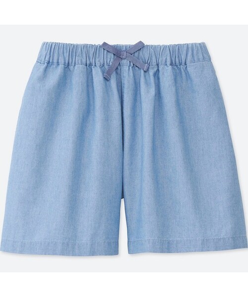 UNIQLO（ユニクロ）の「GIRLS イージーフレアショートパンツ（シャンブレー）（その他パンツ・キッズ・BLUE 65/BLUE 63・S/XS/XL/M/L）」の2枚目の写真