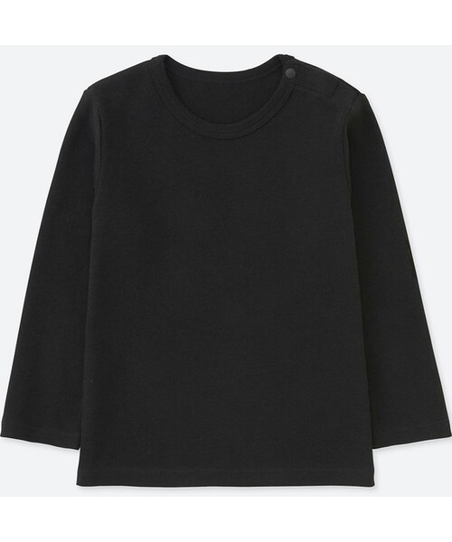 UNIQLO（ユニクロ）の「クルーネックＴ（無地・長袖）（その他トップス・キッズ・BLACK 09/WHITE 00・90/80/100）」の2枚目の写真