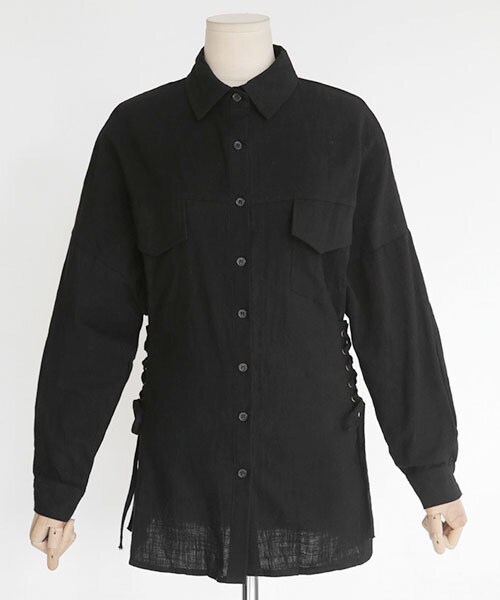DHOLIC（ディーホリック）の「レースアップフラップポケットシャツ（シャツ/ブラウス・レディース・FREE）」の2枚目の写真