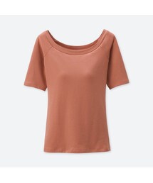 ユニクロ　UNIQLOブラトップ ブラバレエネックM 半袖　黒とライトグレー ユニクロ ブラトップ ブラバレエネックT(半袖) XL2枚組 黒