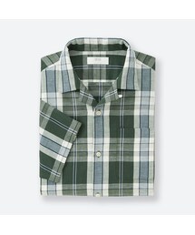 UNIQLO | リネンコットンオープンカラーチェックシャツ（半袖）(シャツ/ブラウス)