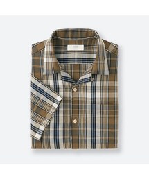 UNIQLO | リネンコットンオープンカラーチェックシャツ（半袖）(シャツ/ブラウス)