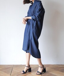 DHOLIC | ディープブルーデニムロングシャツ(シャツ/ブラウス)