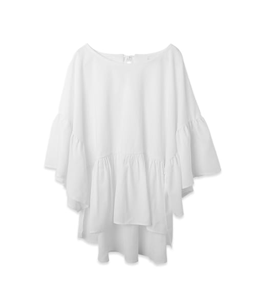 flower(フラワー)の「water frill top~ウォーターフリルトップ(Tシャツ/カットソー・レディース・white/blue・FREE)」の1枚目の写真