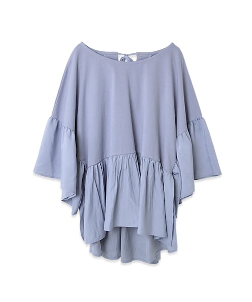 flower(フラワー)の「water frill top~ウォーターフリルトップ(Tシャツ/カットソー・レディース・white/blue・FREE)」の2枚目の写真