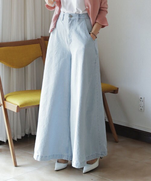 DHOLIC(ディーホリック)の「ハイウエストデニムワイドパンツ(デニムパンツ・レディース・S/M)」の2枚目の写真