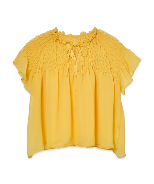 flower(フラワー)の「shirring flare blouse~シャーリングフレアブラウス(シャツ/ブラウス・レディース・gray/yellow/blue/black/brown・FREE)」の3枚目の写真