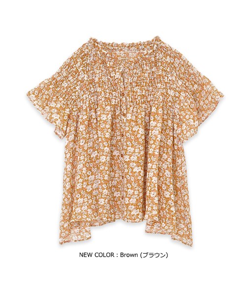 flower(フラワー)の「shirring flare blouse~シャーリングフレアブラウス(シャツ/ブラウス・レディース・gray/yellow/blue/black/brown・FREE)」の5枚目の写真