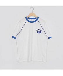 OLDMICKEY  | ネックライン配色レタリングプリントラグラン半袖Tシャツ(P000BKLH)(Tシャツ/カットソー)