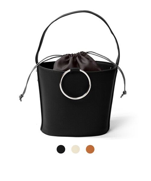 GRL（グレイル）の「リング付バケットバッグ（ショルダーバッグ・レディース・キャメル/ブラック/アイボリー・F）」の3枚目の写真