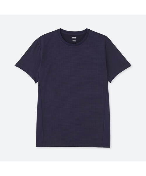 UNIQLO（ユニクロ）の「ドライEXクルーネックT（シャドーチェック・半袖）（Tシャツ/カットソー・メンズ・BLACK 09/NAVY 69/OFF WHITE 01/RED 17・XL/3XL/L/S/4XL/XS/XXL/M）」の3枚目の写真