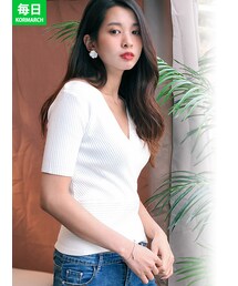 KORMARCH | VネックスリムフィットリブTシャツ(Tシャツ/カットソー)