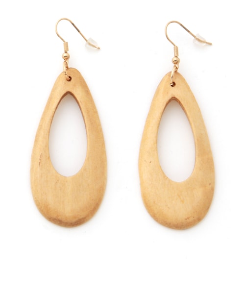 GRL（グレイル）の「ウッドドロップピアス（ピアス（両耳用）・レディース・ブラウン/ベージュ・F）」の2枚目の写真