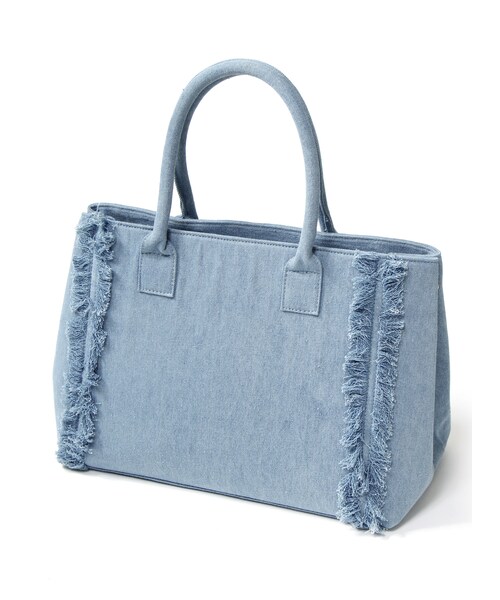 GRL（グレイル）の「フリンジキャンバスバッグ（トートバッグ・レディース・アイボリー/ブラック/デニム・F）」の3枚目の写真