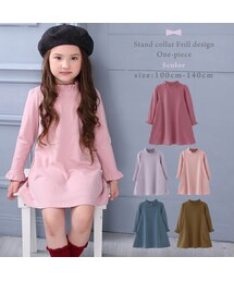 enchante petit | スタンドカラーフリルデザイン長袖ワンピース(ワンピース)