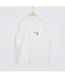 OLDMICKEY  | イラスト刺繡ポケットボタンダウン半袖シャツ(P000BKLP)(シャツ/ブラウス)