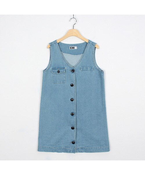 OLDMICKEY (オールドミッキー)の「Vネックボタンダウンデニムワンピース(P000BKMA)(ワンピース・レディース・F)」の1枚目の写真