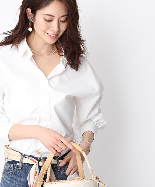 Andemiu（アンデミュウ）の「スタイルセレクトブラウス（トップス・ホワイト/ベージュ/ライトブルー）」の4枚目の写真