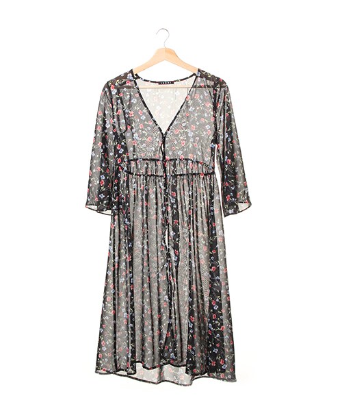 INGNI（イング）の「花柄シフォン楊柳ガウン（ジャケット/アウター・レディース・ｵﾌﾎﾜｲﾄ/ｸﾛ/ﾏｽﾀｰﾄﾞ・M）」の11枚目の写真